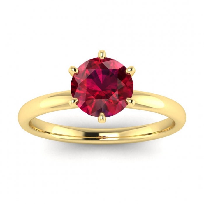 14k rose gold Briar classic ruby engagement ring, petite band, rounded prongs