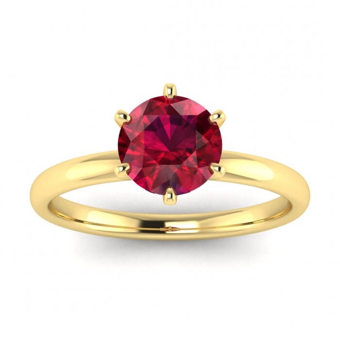 14k White gold Briar classic ruby engagement ring, Gold Ruby petite band, rounded prongs