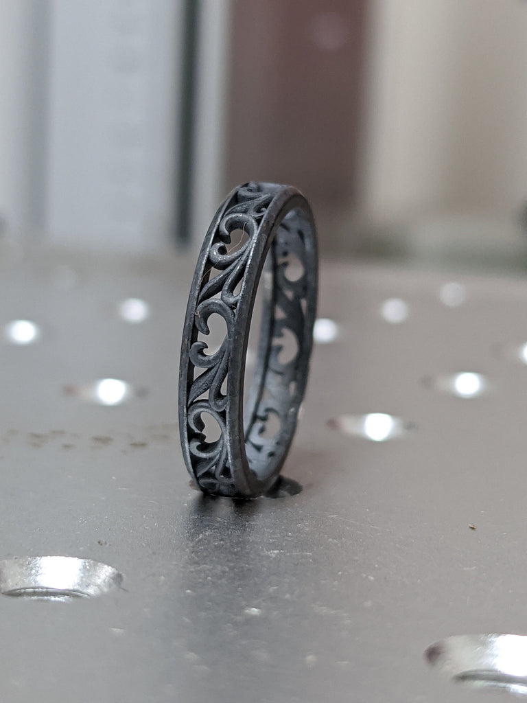 Vine and filigree wedding band, Vine silver band, Mens vine band, Vintage style silver wedding band, Womens vine ring, Nature wedding band