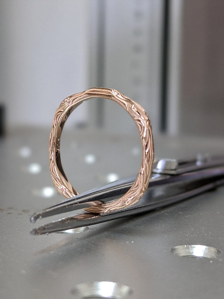 14k Gold Twig Wedding Band, Gold Twig Ring, 14k Gold Twig Nature Band, Rose Gold Twig Ring, 14k Gold Twig Ring, Thin Twig Band