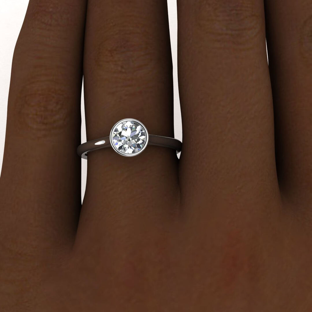 White Gold Floating Bezel Ring Floating Bezel, Rounded Band Elegant Engagement Ring Moissanite Engagement Ring Catalina