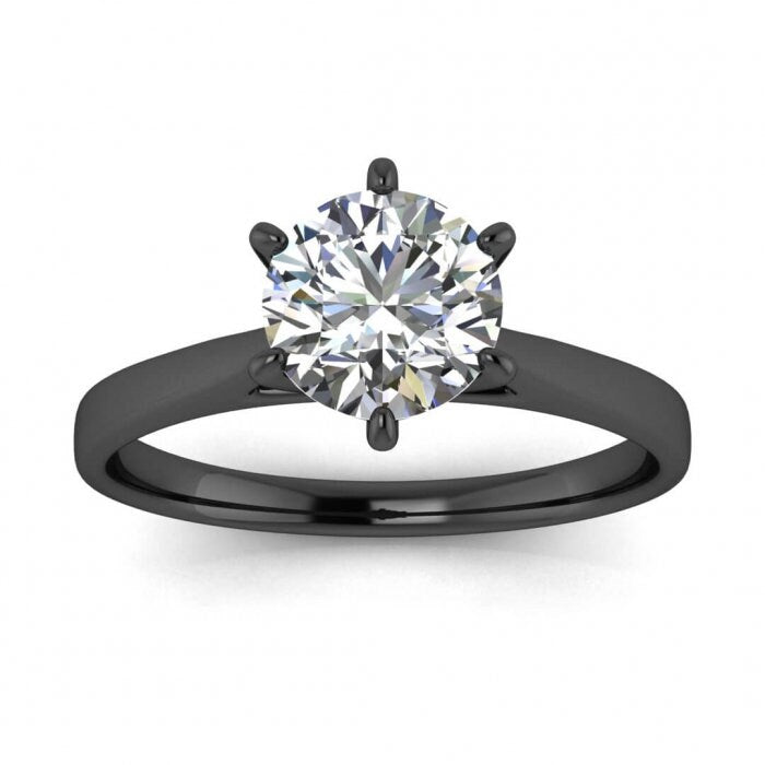 White Gold High Setting Engagement Ring High Profile Setting, Thin Band, Moissanite Engagement Ring Hera