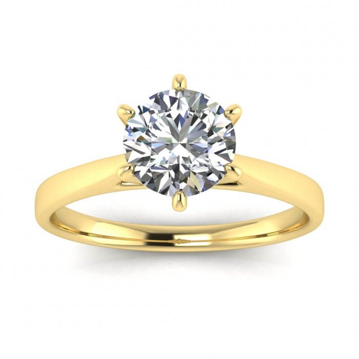 White Gold High Setting Engagement Ring High Profile Setting, Thin Band, Moissanite Engagement Ring Hera