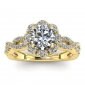 White Gold Halo Moissanite Ring (2/3 Ct. Tw.) Gemstone Gallery, Scalloped Pave, Infinity Shaped Band, Tulip Gallery, Iris