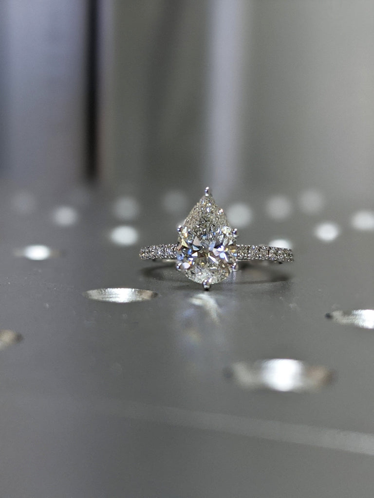 14K Solid Gold Engagement Ring / 3CT Pear Moissanite Diamond Wedding Ring/Moissanite Engagement Ring/Stack Ring/Promise ring/Rose gold