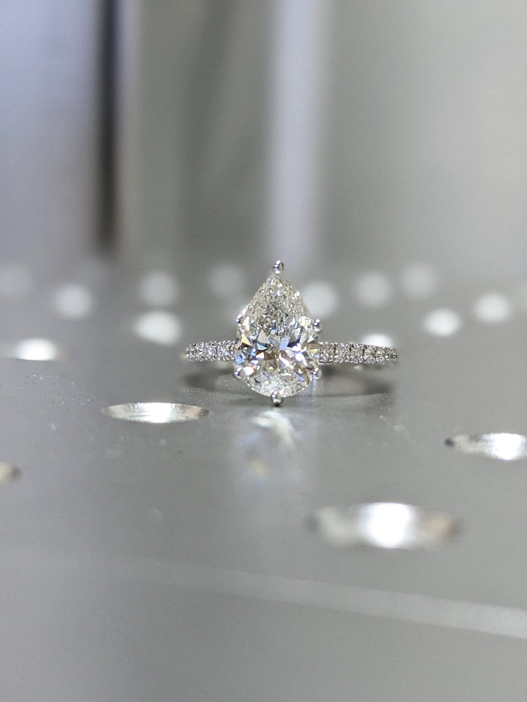 14K Solid Gold Engagement Ring / 3CT Pear Moissanite Diamond Wedding Ring/Moissanite Engagement Ring/Stack Ring/Promise ring/Rose gold