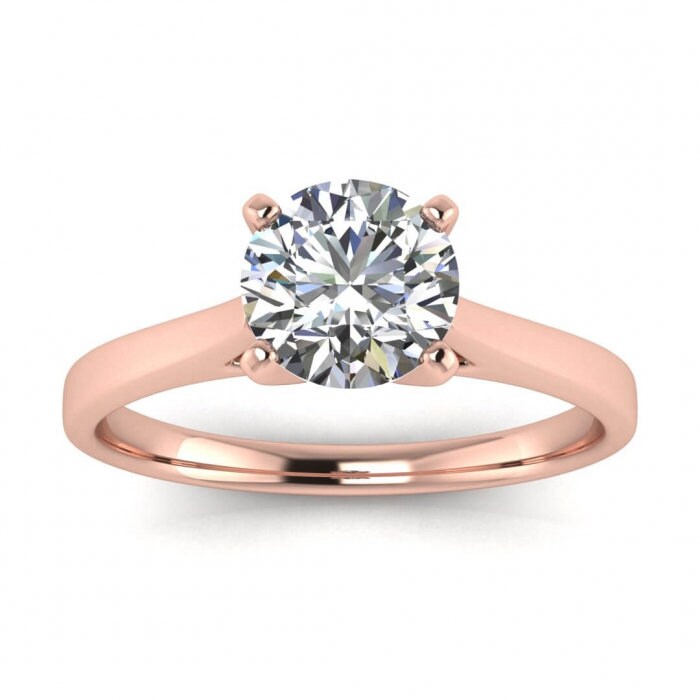 White Gold Cathedral Engagement Ring Cathedral Setting, Squared Band, Moissanite Engagement Ring Mira