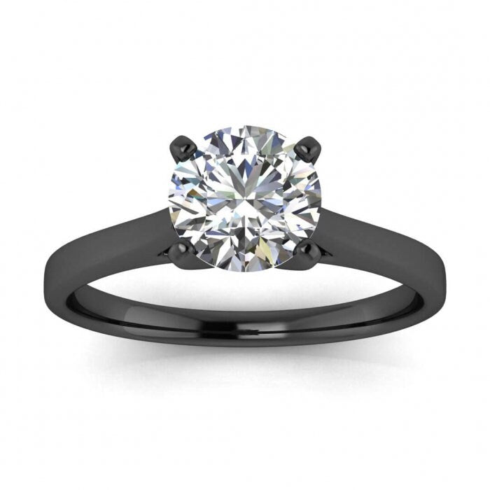 White Gold Cathedral Engagement Ring Cathedral Setting, Squared Band, Moissanite Engagement Ring Mira