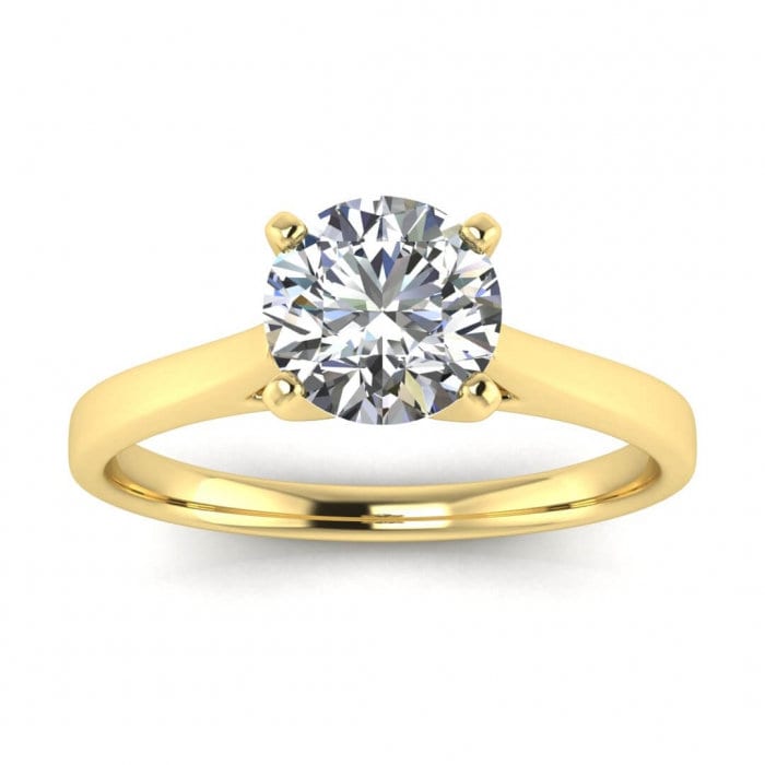 White Gold Cathedral Engagement Ring Cathedral Setting, Squared Band, Moissanite Engagement Ring Mira