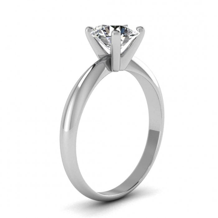 White Gold Tapered Ring Solitaire Ring, Tapered Band, delicate Ring, engagement Ring, Moissanite Engagement Ring Wren