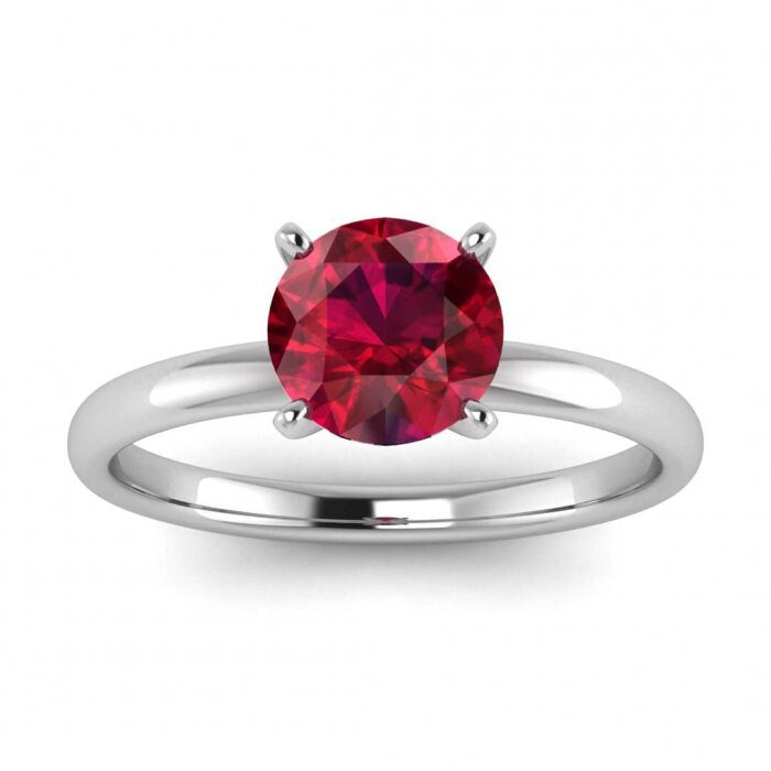 14k rose gold Aura classic ruby thin ring petite classic band, delicate