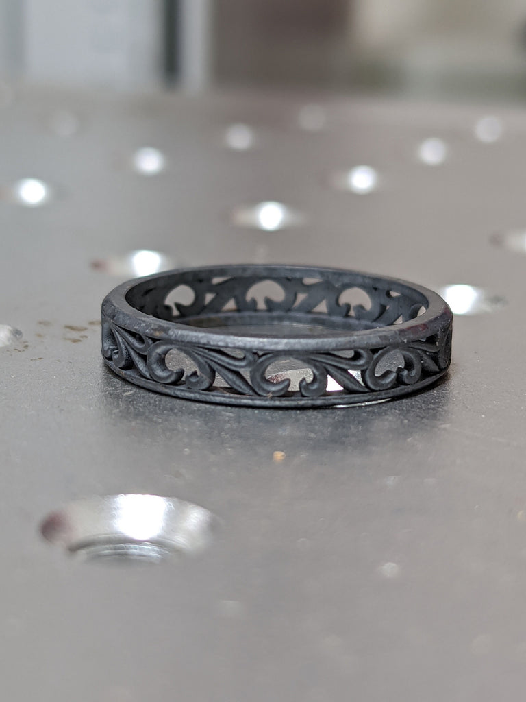 Vine and filigree wedding band, Vine silver band, Mens vine band, Vintage style silver wedding band, Womens vine ring, Nature wedding band