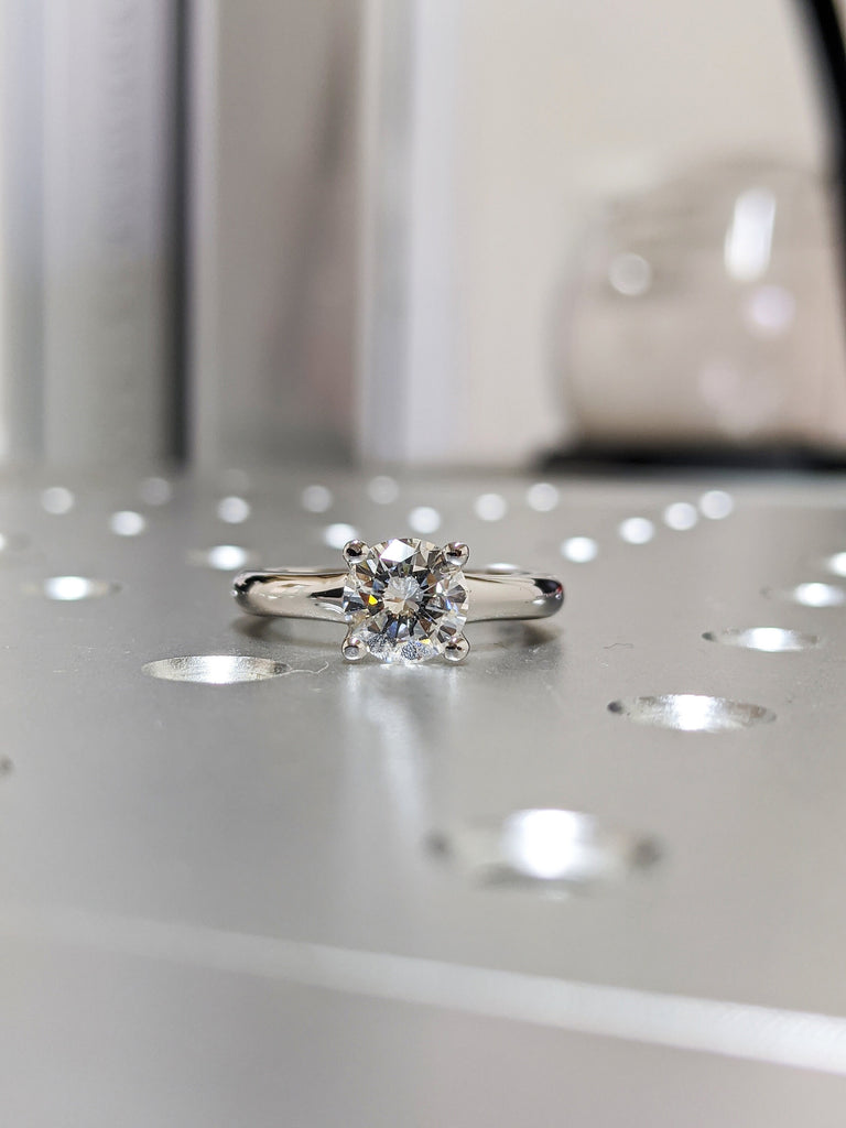 Round Cut Solitaire Engagement Ring Solid 14k/ 18k Gold, Moissanite Wedding Ring, Platinum Moissanite Engagement Ring By Braverman