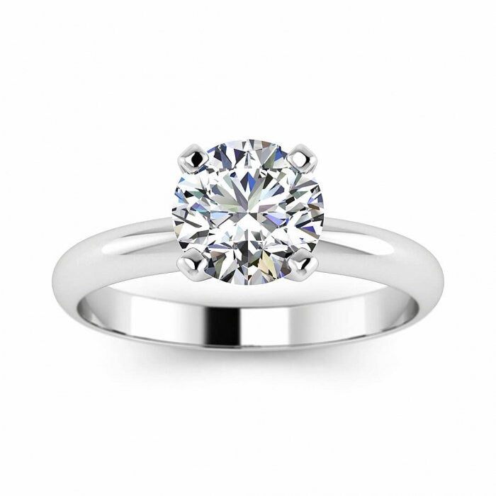 White Gold Solitaire Ring Solitaire Ring, Round Solitaire Ring, Delicate Ring, Prong Setting, Moissanite Engagement Ring, Bella