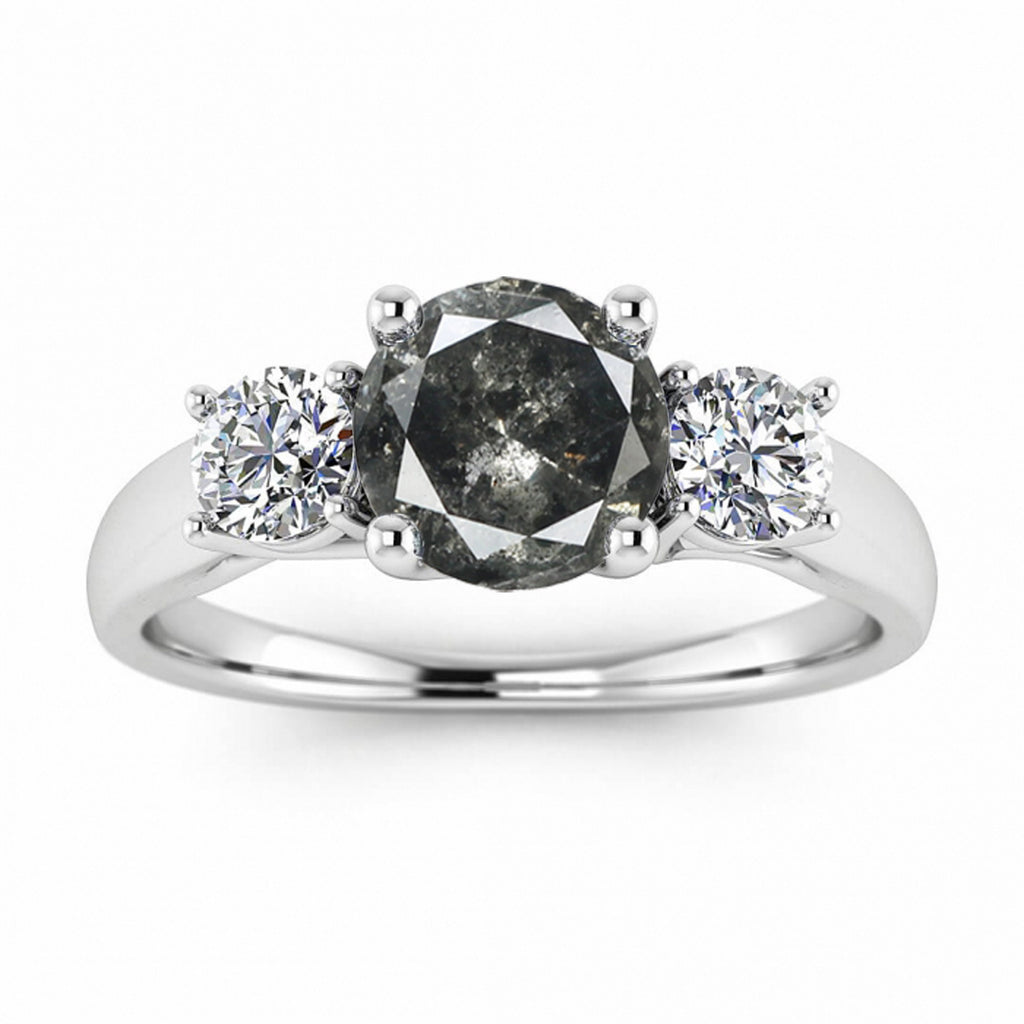 Raw Salt And Pepper Diamond Ring White Gold Salt And Pepper Diamond Engagement Ring (2/5 Ct. Tw.)Basket Setting, Prong, open Gallery, Dawn 3