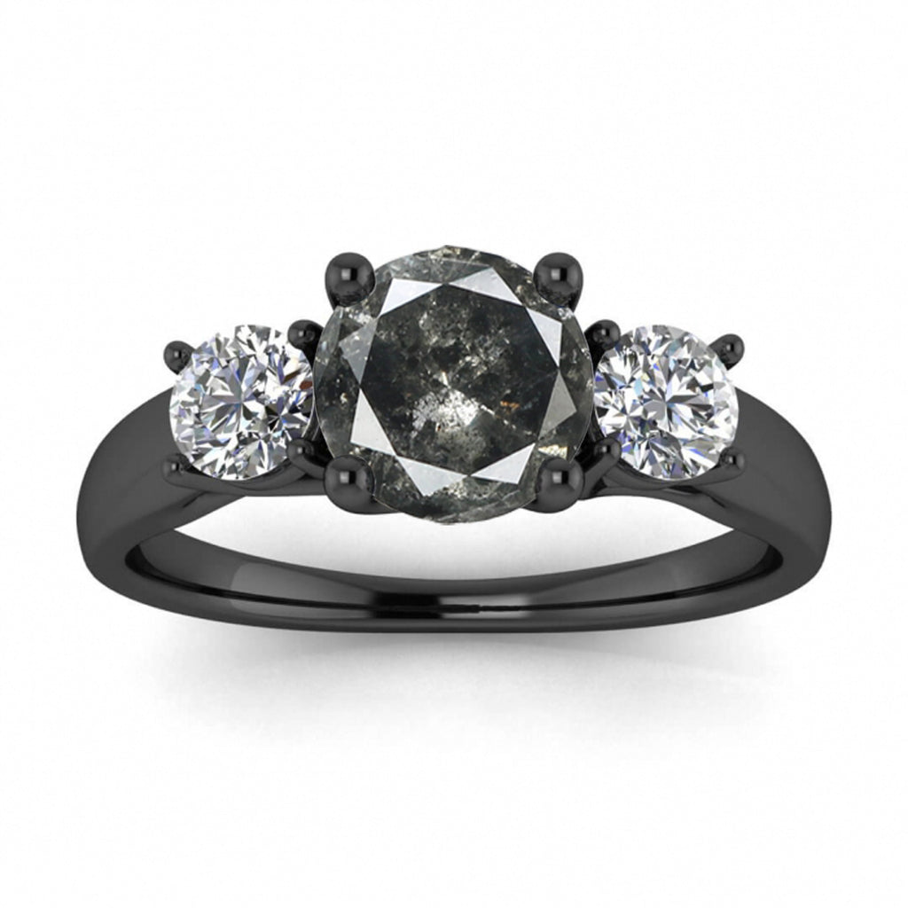Raw Salt And Pepper Diamond Ring White Gold Salt And Pepper Diamond Engagement Ring (2/5 Ct. Tw.)Basket Setting, Prong, open Gallery, Dawn 3
