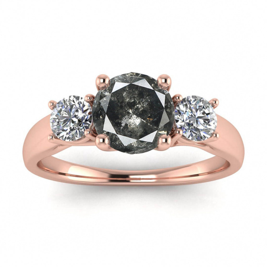 Raw Salt And Pepper Diamond Ring White Gold Salt And Pepper Diamond Engagement Ring (2/5 Ct. Tw.)Basket Setting, Prong, open Gallery, Dawn 3