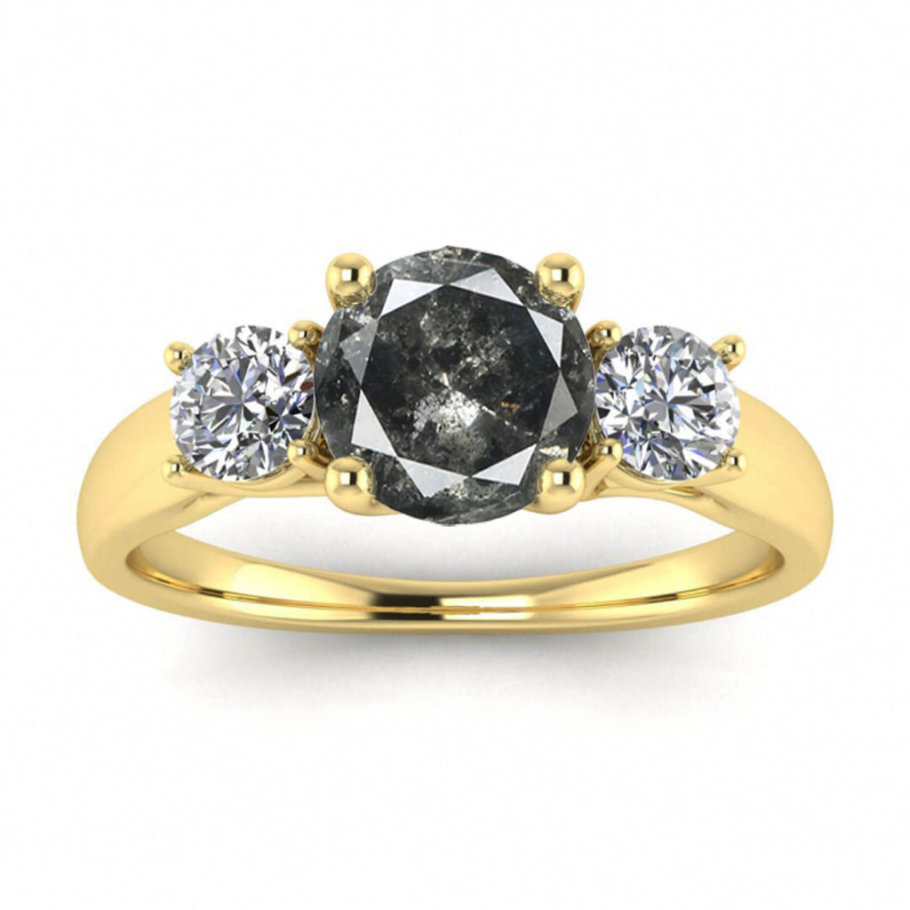 Raw Salt And Pepper Diamond Ring White Gold Salt And Pepper Diamond Engagement Ring (2/5 Ct. Tw.)Basket Setting, Prong, open Gallery, Dawn 3