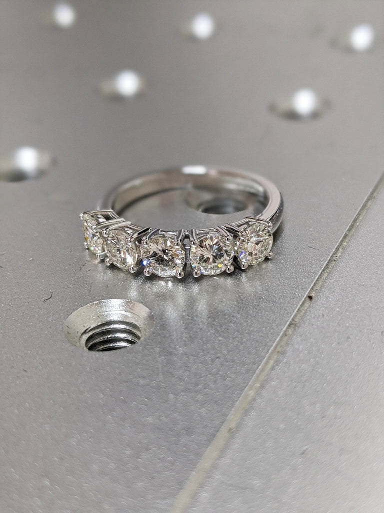 1 Carat 5 Stone Diamond Anniversary Ring Band 14K White Gold, Anniversary Gift For Her, 5 year anniversary gift, half eternity band