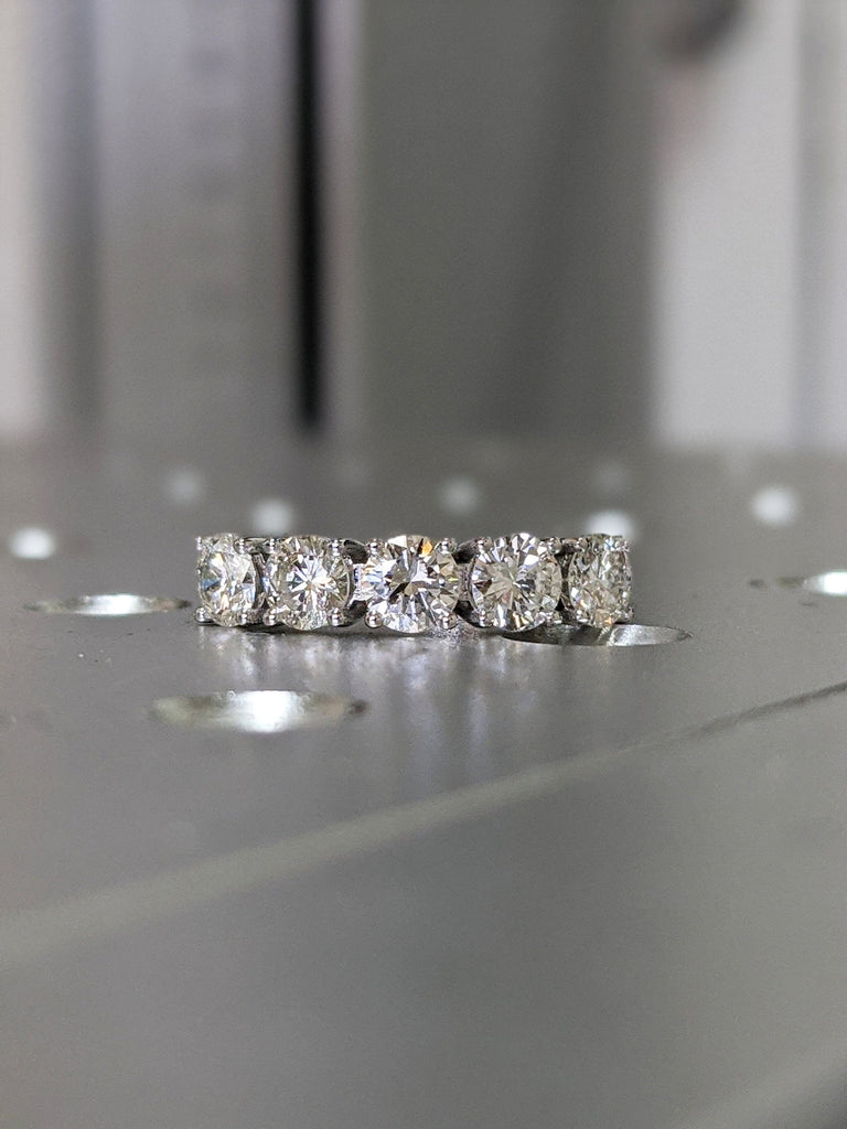 1 Carat 5 Stone Lab Diamond Anniversary Ring Band 14K White Gold, Anniversary Gift For Her, 5 year anniversary gift, half eternity band