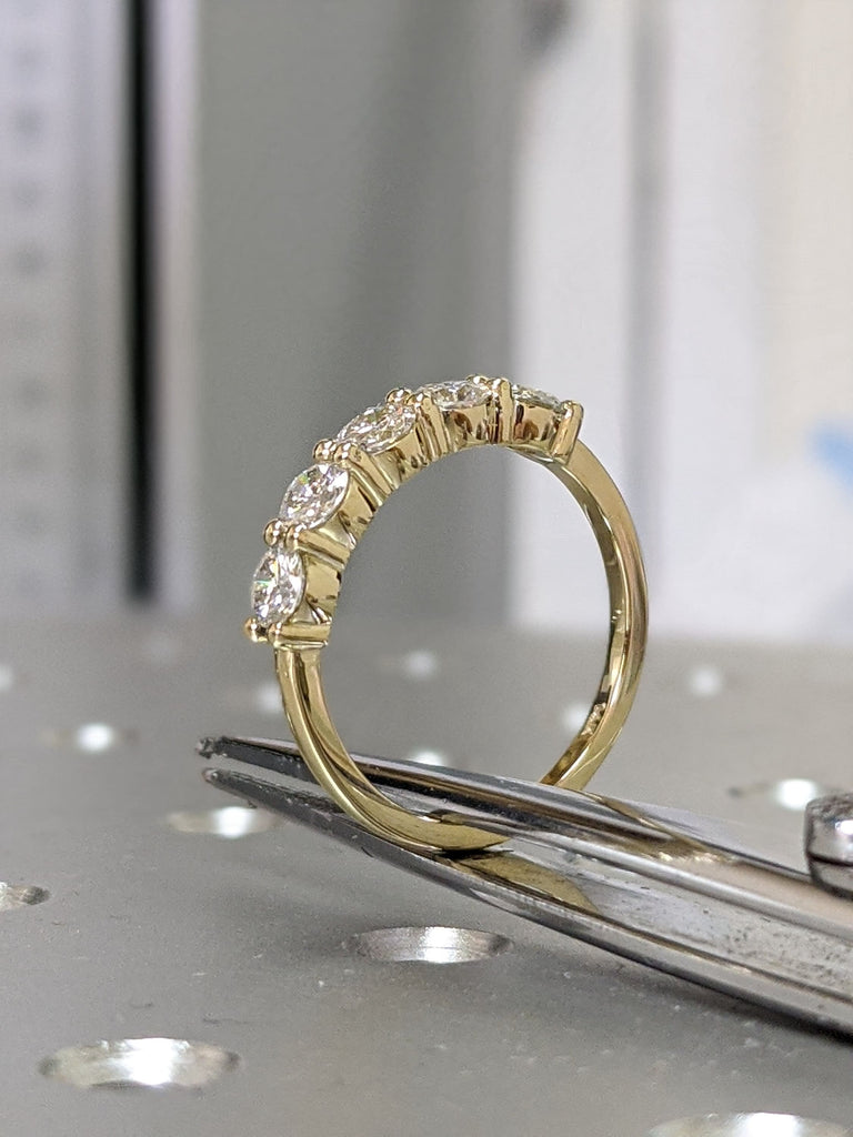 1 Carat 5 Stone Diamond Anniversary Ring Band 14K Yellow Gold, Anniversary Gift For Her, 5 year anniversary gift, half eternity band