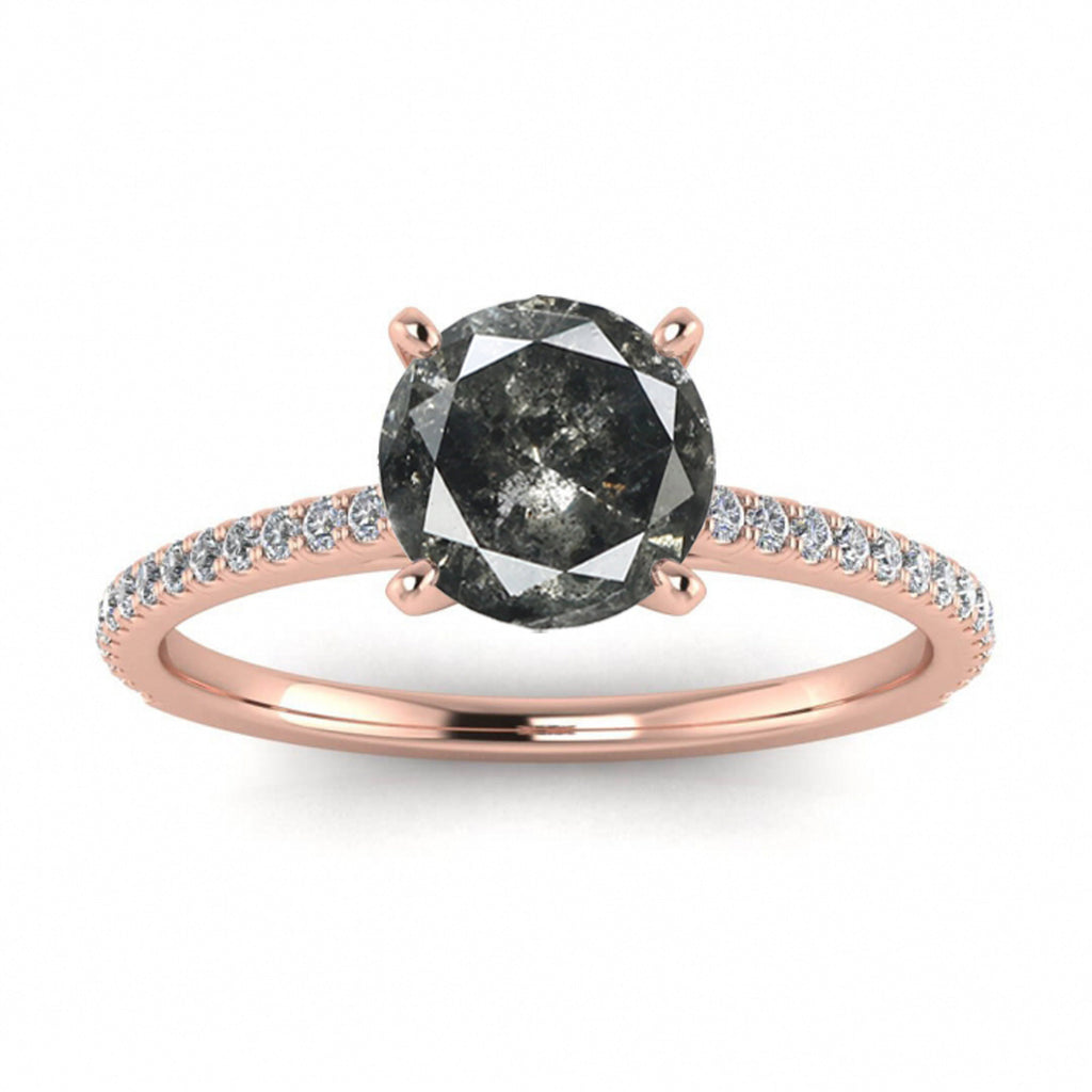 Raw Salt And Pepper Diamond Ring White Gold Micro Pave Salt And Pepper Diamond Engagement Ring (1/6 Ct. Tw.)Micro Pave Accents,Prongs, Anahi