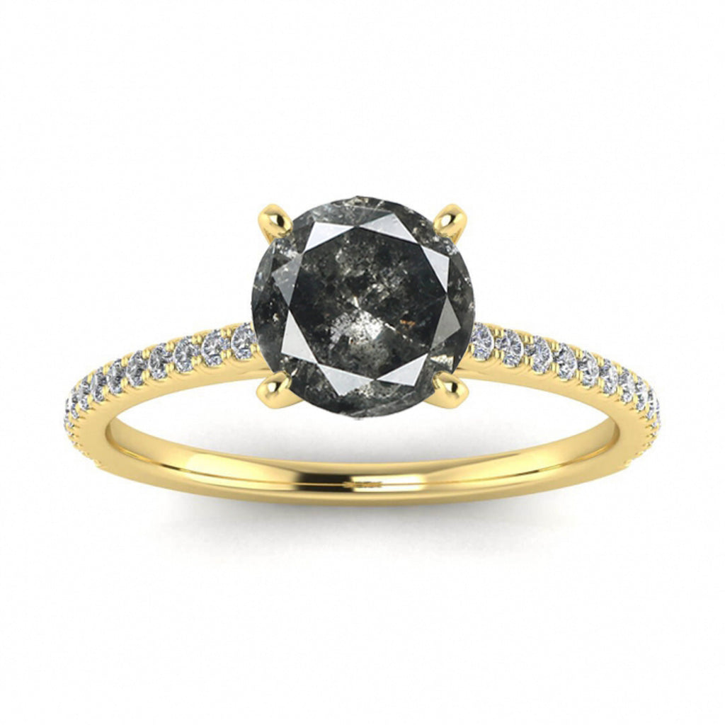 Raw Salt And Pepper Diamond Ring White Gold Micro Pave Salt And Pepper Diamond Engagement Ring (1/6 Ct. Tw.)Micro Pave Accents,Prongs, Anahi