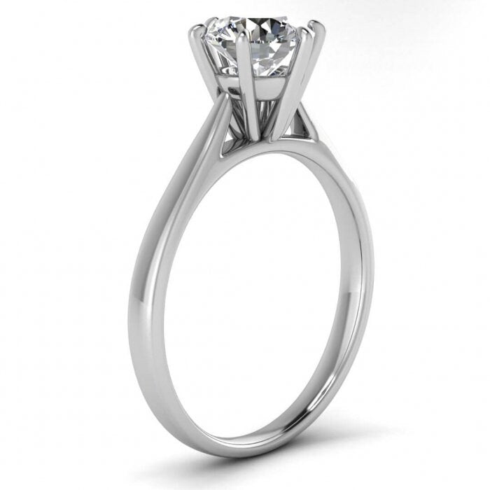 White Gold High Setting Engagement Ring High Profile Setting, Thin Band, Moissanite Engagement Ring Hera
