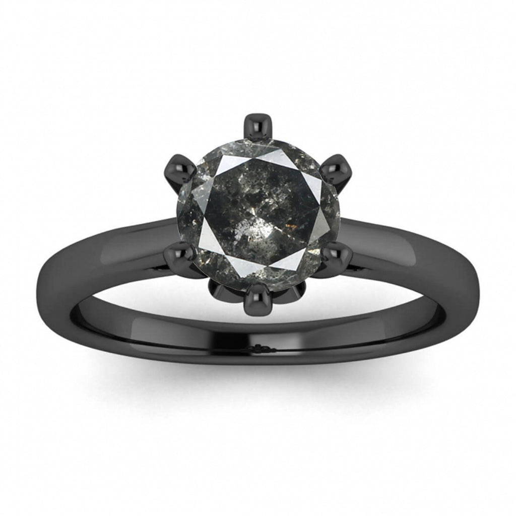 Raw Salt And Pepper Diamond Ring White Gold Salt And Pepper Diamond Hidden Ring,Hidden Gemstone,Cathedral Design, Prongs Setting Ring, Lulu