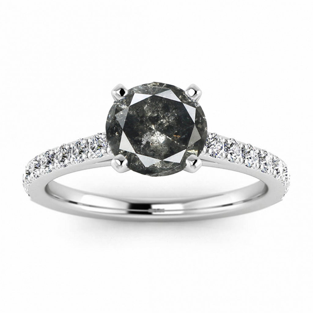 Raw Salt And Pepper Diamond Ring White Gold Scalloped Salt And Pepper Diamond Pave Ring (2/5 Ct. Tw.)Scalloped Pave, Low Profile Ring, Mari