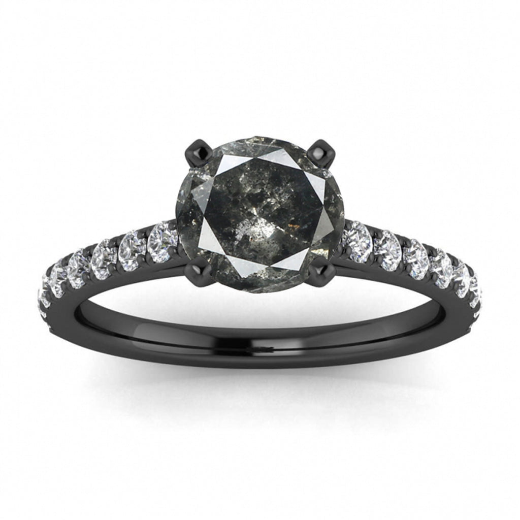 Raw Salt And Pepper Diamond Ring White Gold Scalloped Salt And Pepper Diamond Pave Ring (2/5 Ct. Tw.)Scalloped Pave, Low Profile Ring, Mari