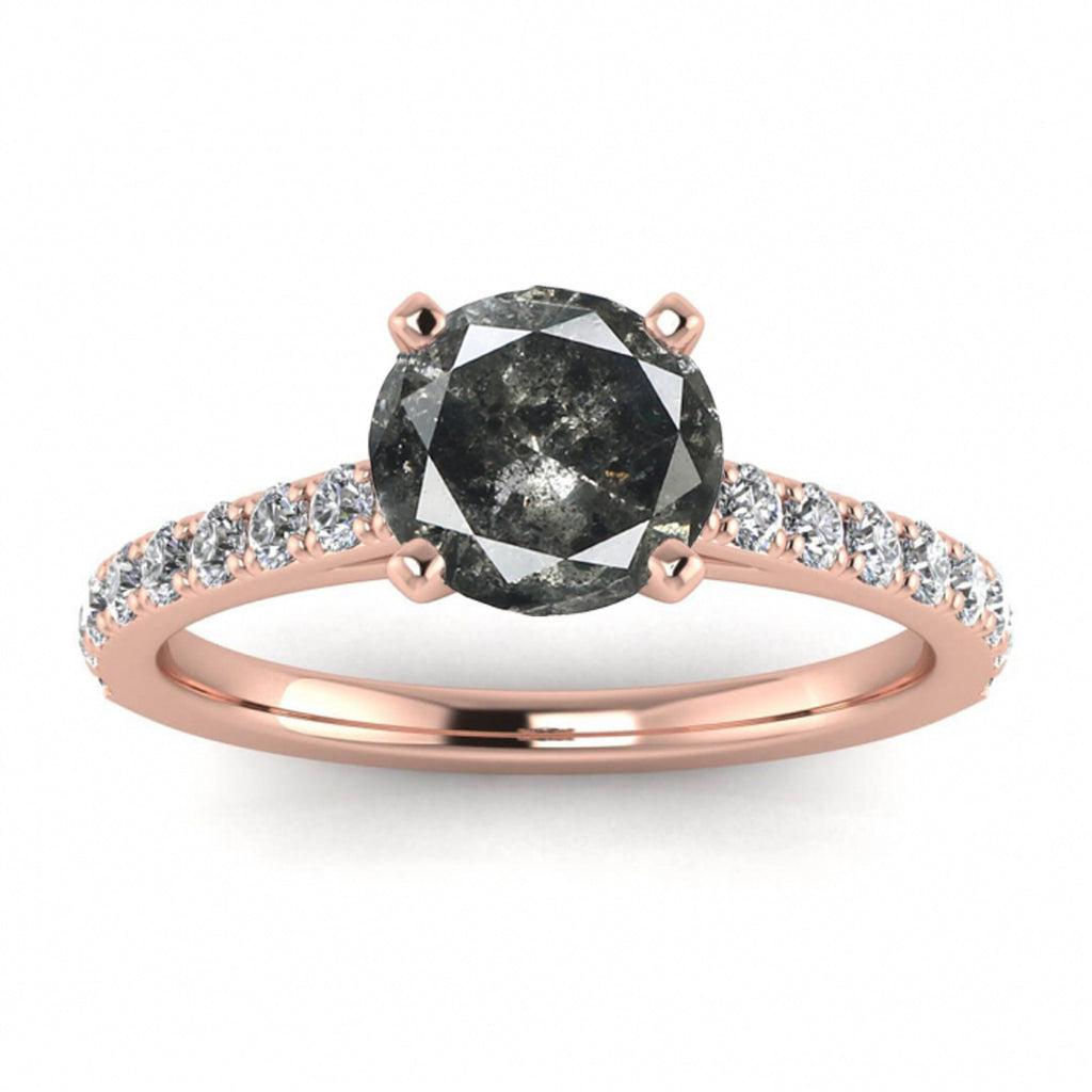 Raw Salt And Pepper Diamond Ring White Gold Scalloped Salt And Pepper Diamond Pave Ring (2/5 Ct. Tw.)Scalloped Pave, Low Profile Ring, Mari
