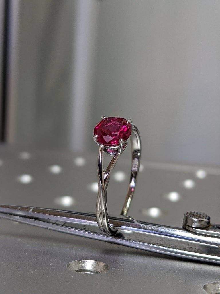 14k Gold Ruby Engagement Ring, Twisted Ruby Ring, Unique Ruby Ring, Nature Inspired Ruby Engagement Ring, 1ct Ruby Ring