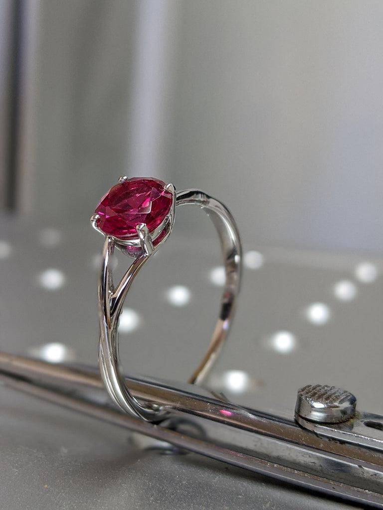 14k Gold Ruby Engagement Ring, Twisted Ruby Ring, Unique Ruby Ring, Nature Inspired Ruby Engagement Ring, 1ct Ruby Ring