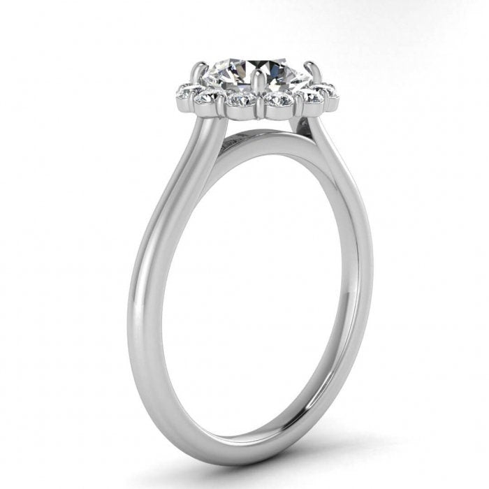 White Gold Open Halo Moissanite Ring (1/3 Ct. Tw.) Open Halo, Bezel Halo, Cathedral Setting, Moissanite Engagement Ring Kiera