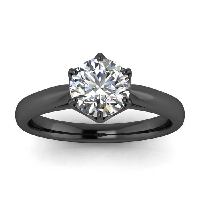 White Gold Cathedral Low Profile Ring Unique Open Gallery, Cathedral Shank, Moissanite Engagement Ring Lettie
