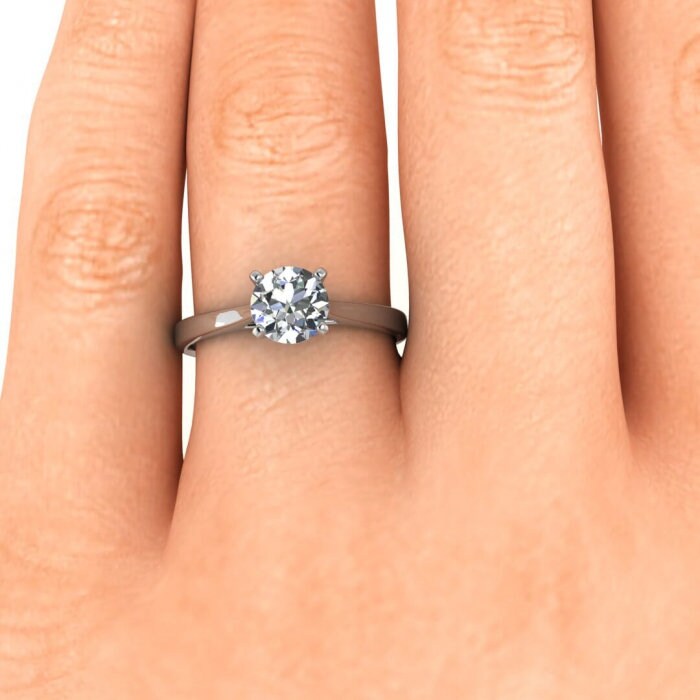 White Gold Cathedral Engagement Ring Cathedral Setting, Squared Band, Moissanite Engagement Ring Mira