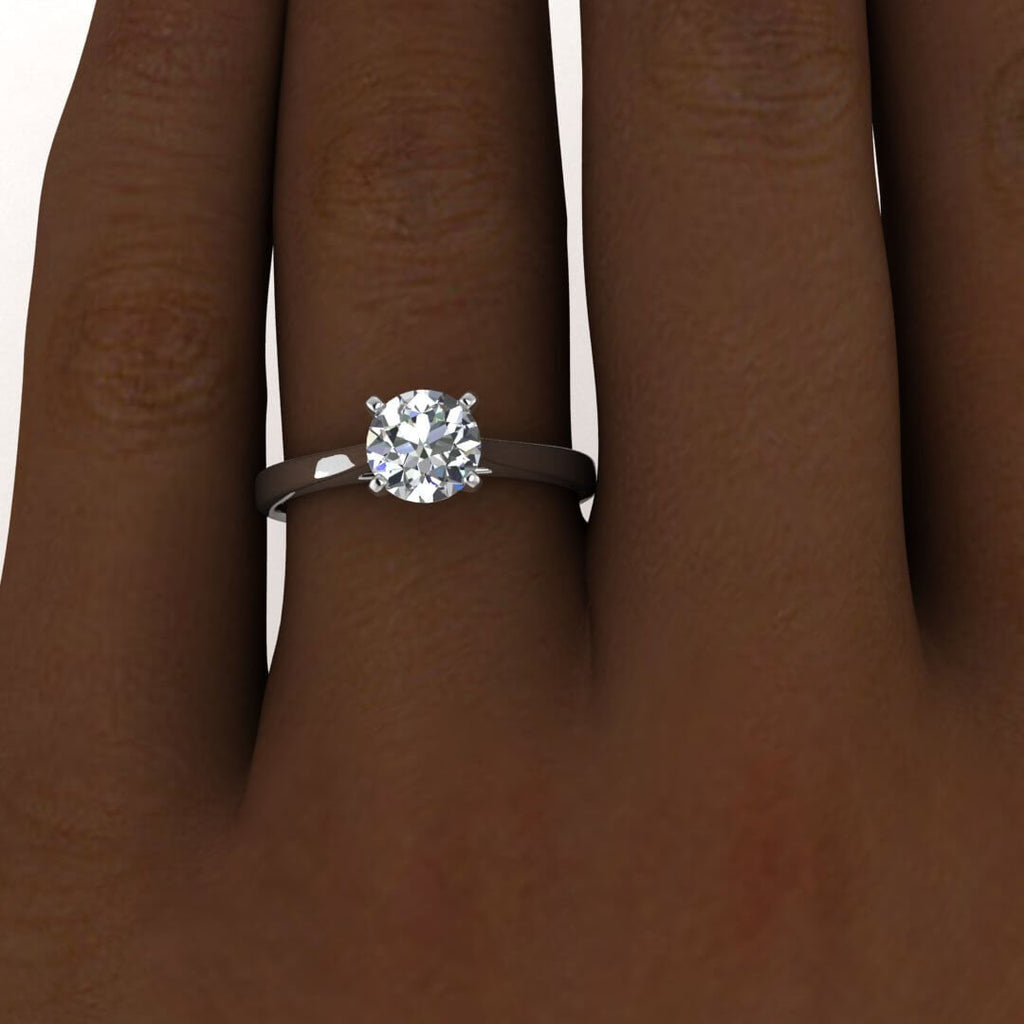 White Gold Cathedral Engagement Ring Cathedral Setting, Squared Band, Moissanite Engagement Ring Mira
