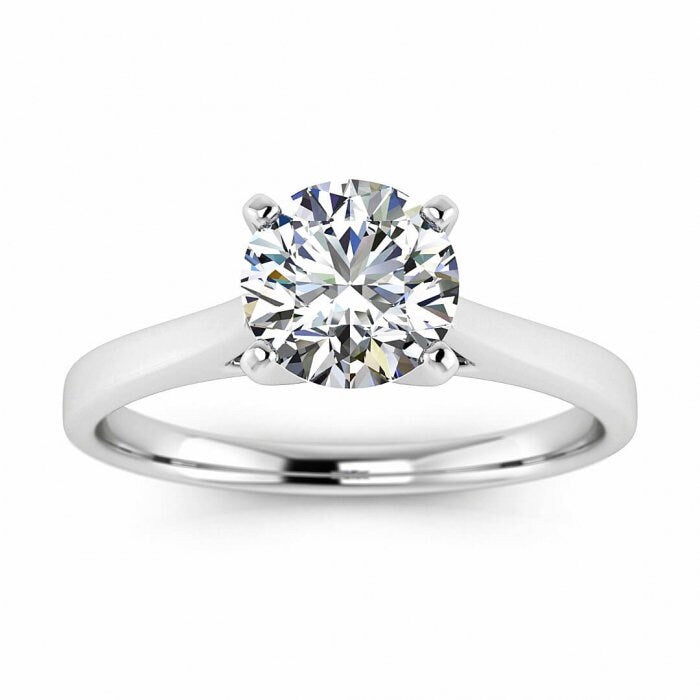 White Gold Cathedral Engagement Ring Cathedral Setting, Squared Band, Moissanite Engagement Ring Mira