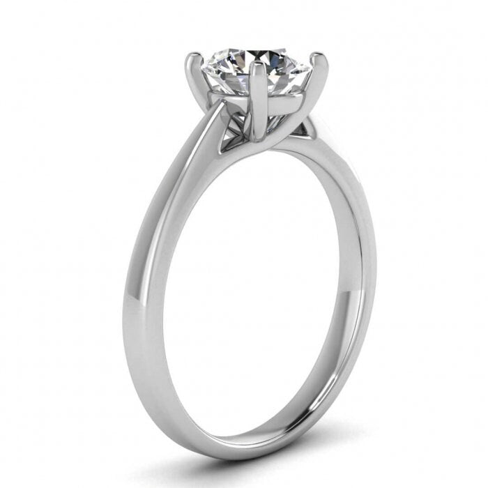 White Gold Swirl Prongs Ring Swirl Prongs, Basket Setting, Delicate Band, Moissanite Engagement Ring Pilar