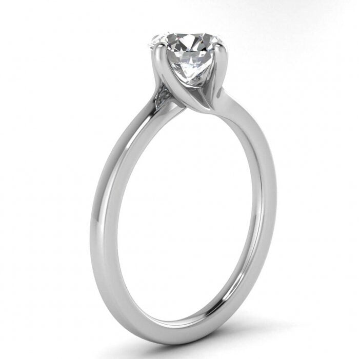 White Gold Intertwined Setting Thin Band, Intertwined Solitaire, Moissanite Engagement Ring Tilly