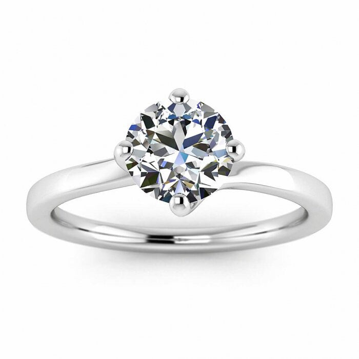 White Gold Intertwined Setting Thin Band, Intertwined Solitaire, Moissanite Engagement Ring Tilly