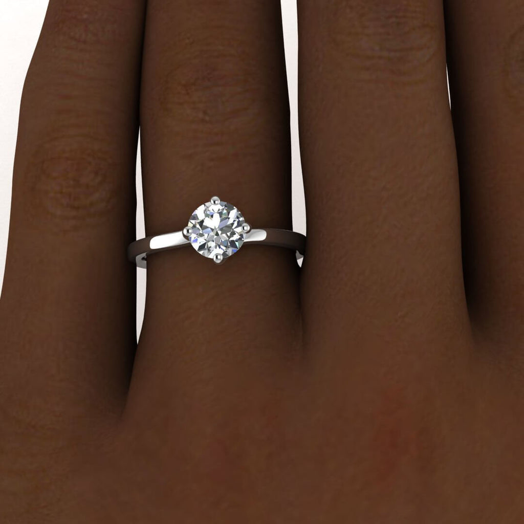 White Gold Intertwined Setting Thin Band, Intertwined Solitaire, Moissanite Engagement Ring Tilly