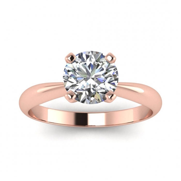 White Gold Tapered Ring Solitaire Ring, Tapered Band, delicate Ring, engagement Ring, Moissanite Engagement Ring Wren