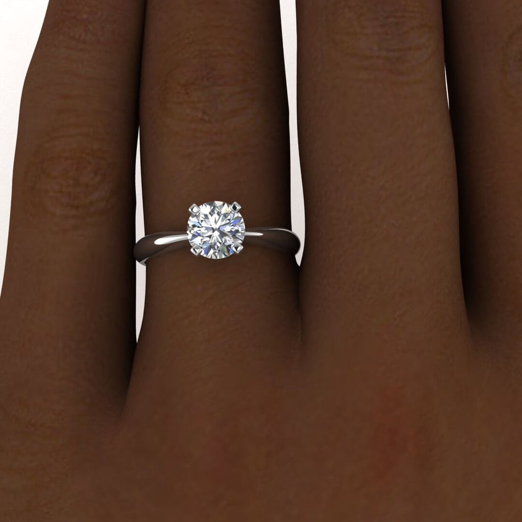 White Gold Tapered Ring Solitaire Ring, Tapered Band, delicate Ring, engagement Ring, Moissanite Engagement Ring Wren
