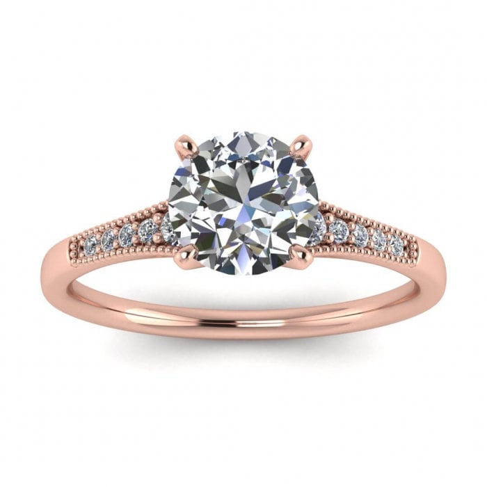 White Gold Tapered Moissanite Ring (1/10 Ct. Tw.) Tapered Gemstones, Milgrain, High Profile Prongs Setting, Moissanite Engagement Ring Zora