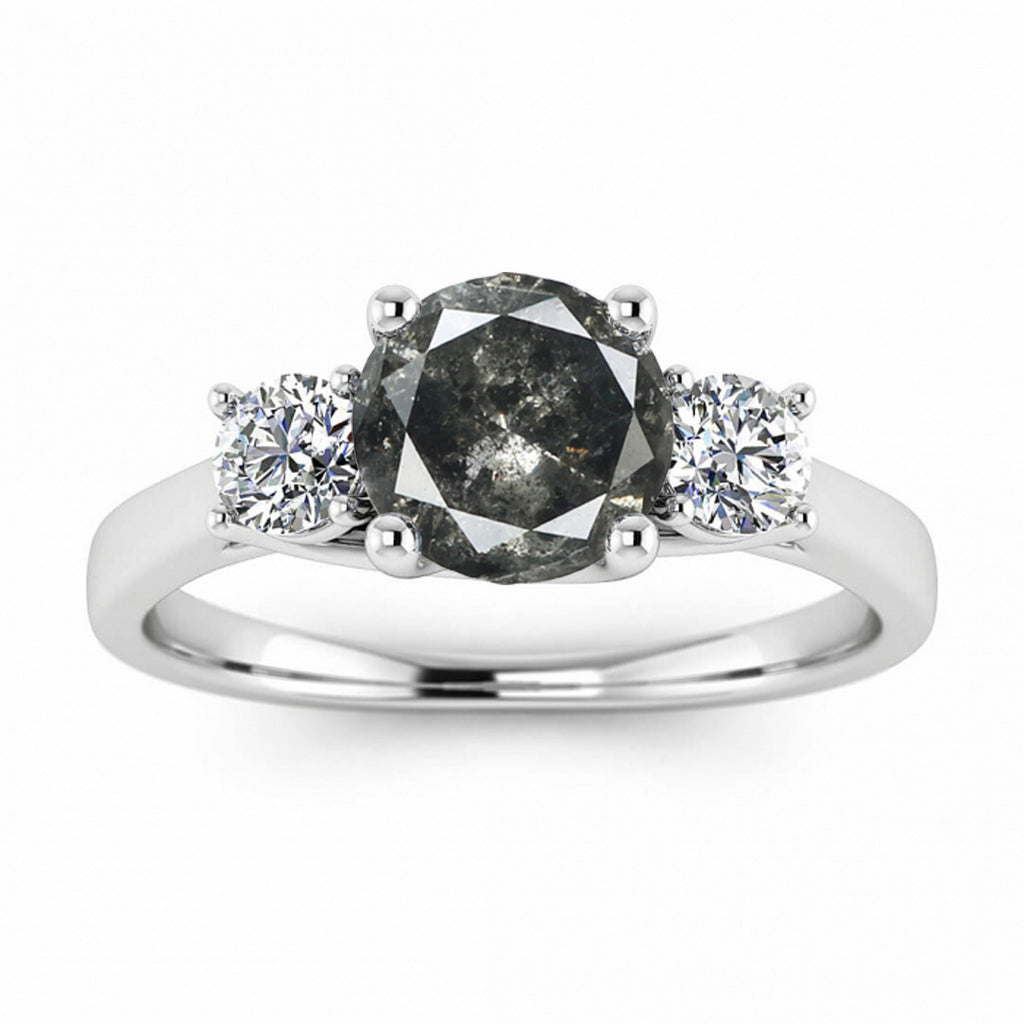 Raw Salt And Pepper Diamond Ring White Gold Three Stone Salt And Pepper Diamond Intertwined Band (1/3 Ct. Tw.) 3 Stones, Intertwined, Tillie