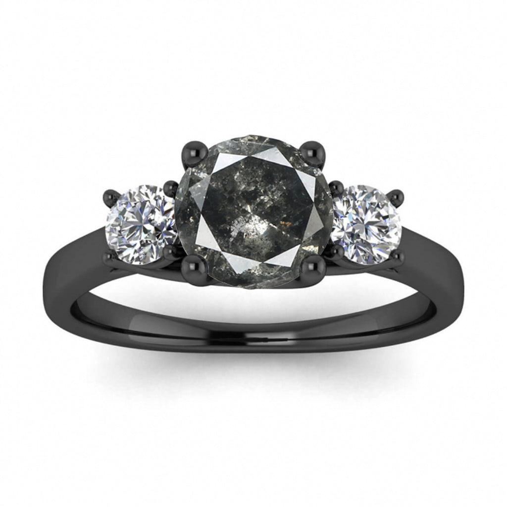 Raw Salt And Pepper Diamond Ring White Gold Three Stone Salt And Pepper Diamond Intertwined Band (1/3 Ct. Tw.) 3 Stones, Intertwined, Tillie