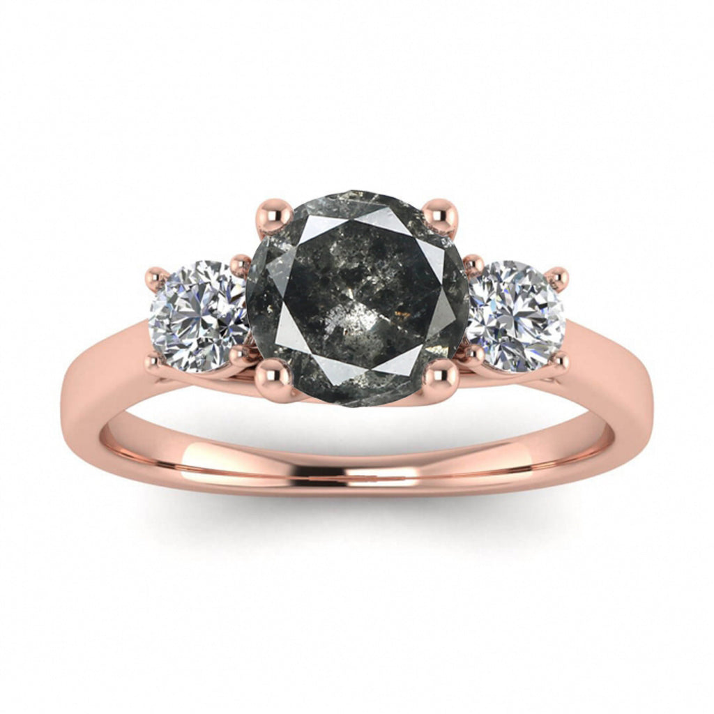 Raw Salt And Pepper Diamond Ring White Gold Three Stone Salt And Pepper Diamond Intertwined Band (1/3 Ct. Tw.) 3 Stones, Intertwined, Tillie