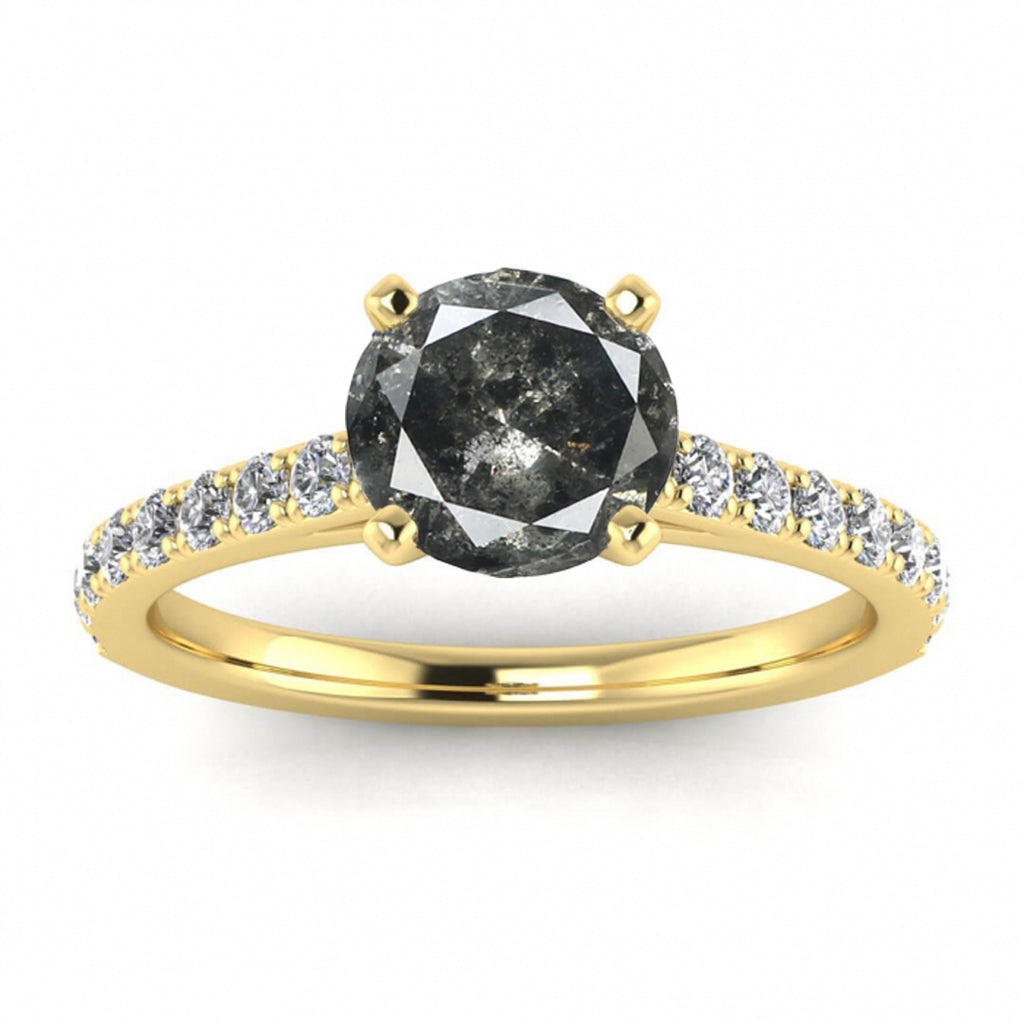 Raw Salt And Pepper Diamond Ring White Gold Scalloped Salt And Pepper Diamond Pave Ring (2/5 Ct. Tw.)Scalloped Pave, Low Profile Ring, Mari